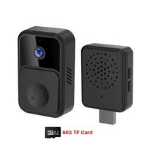Vaizdo durų skambutis 720P HD plataus kampo apsaugos kamera, iki 128GB atminties, 2 krypčių balso domofonas realiu laiku vaizdo išmaniosios durų skambučio kameros V9 64G juoda