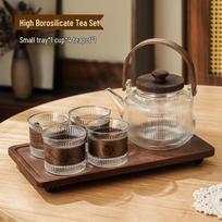 Changqi Heat-Resistant Glass Teapot & Cup Set with Tray black