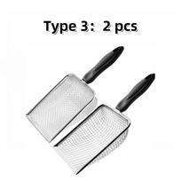 2-in-1 2Pcs Stainless Steel Garden Soil Sifters & Cat Litter Scoops - Efficient Debris & Clump Separation Gardening & Pet Cleaning Tool 2 pcs black