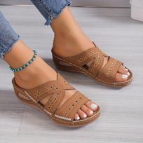 Premium Leather Flip Flops Shock-Absorbing, Comfortable Open Round Toe Design - Perfect Outdoor Sport Sandals for Men & Women 36 brown