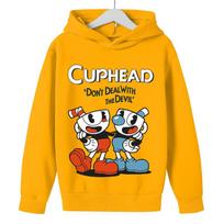 vaikiškas žaidimas Cuphead gobtuvas berniukams Merginoms Madingi animaciniai megztiniai pavasario ir rudens modelis Siaubo drabužiai ilgomis rankovėmis 3-13 m. 100 geltona