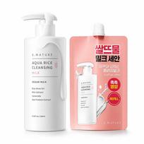 S.NATURE Aqua Rice Cleansing Milk 280ml Set (+ Refill 100ml) 280ml + Refill 100ml (Total 380ml / 12.85 fl. oz.)