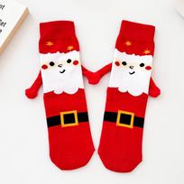 Magnetic Hand-holding Mid-tube Christmas Socks - Trendy Autumn/Winter Celebrity Style red