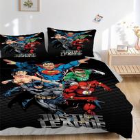 3 vnt. Superherojų, Teisingumo Lyga Patalynės užvalkalų komplektas, Minkštas patogus antklodės užvalkalas, Miegamajam, Svečių kambariui (1*Antklodės užvalkalas + 2*Pagalvių užvalkalai, 135x200cm gray