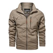 New Autumn Winter Men's Quick-drying Jacket Hooded Windbreaker Outdoor Loose Windproof Breathable Casual Jacket Thin Jacket L chaki