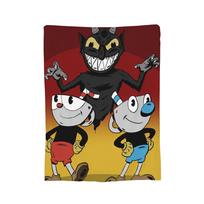 Cartoon Cuphead and Mugman Game Blanket Fleece Spring Autumn  Lightweight Throw Blankets for Bedding Outdoor Quilt 30x40in black