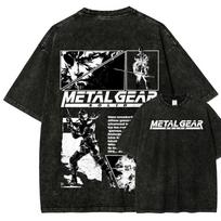 Metal Gear Solid Manga Žaidimai Grafinis Spaudinys Marškinėliai Vyrams Moterims Nauja Mada Harajuku Skalbti Medvilniniai Marškinėliai Laisvi Kasdieniniai Per dideli Viršutiniai Drabužiai S black