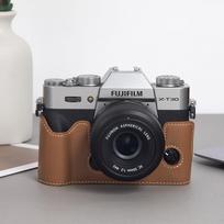 PU Leather Camera Case Fujifilm X-T30 III II X-T20 X-T10 With Soft Lining Shoulder Strap XT30 III/II, XT20, X10 Khaki Base Grip Texture gray