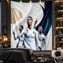 Wall Hanging Tapestry Cristiano Ronaldo Print Cloth for Living Room Bedroom Home Decor 100cmx150cm gray
