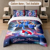 Harry Styles 3Pcs Bedding Set, Personalized Custom Name Text, 1 Duvet Cover & 2 Pillowcases For Bedroom 140cmx200cm gray