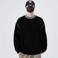 Winter Color Block Contrast Stitching Unisex Pullover Sweater M (50-55 kg) juoda