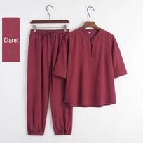 Dzenbudistinis lininis Hanfu: Vasaros meditacijos apranga vyrams ir moterims 5XL brown