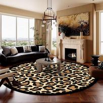 Amerikietiško stiliaus leopardo rašto apvalus kilimas Dekoracija Svetainė Didelio dydžio kilimai Namų sofos zona Stalai Kėdės Neslystantys grindų kilimėliai 80cm x 80cm
