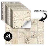 24 vnt. Kūrybingi virtuvės plytelių lipdukai Vandeniui atsparūs Mandala gėlės Plytelių pasta Lipnūs tapetai Miegamojo dekoravimo lipdukai 1 Set  10x10x 24PCS gray