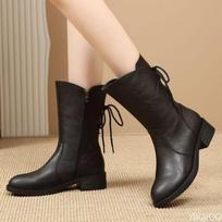 New Long tube Boots for Women in Spring Autumn Mid tube Simple Comfortable Versatile Daily Casual Women's Shoes for Autumn 40 beige