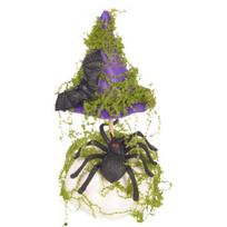 Office Halloween Decor Witch Hat Pumpkin Planter, Artificial Moss Potted Plant Decorative Mantle for Tabletop, Spooky Holiday Centerpiece C beige