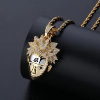Naruto Anime Peripheral Hip Hop Hipster Pendant Necklace 60CM(Necklace Long) black