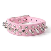 PU Leather Pet Dog Collar Anti-Bite Spiked Padded Design Spiked Dog Collar Punk Style Neck Strap Studded Pet Collar S white