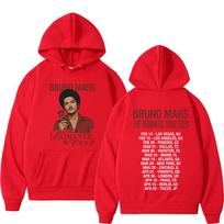Rapper Bruno Mars The Romantic Tour Print Hoodie Men Women Fashion Vintage Hoodies Loose Gothic Punk 3XL red