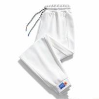Trendy Youth Cotton-Like Sports Pants Men's Casual Knitted Straight Leg Nine-Tenths Pants Korean Sle Neutral Faion XXXXL white