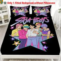 1PC K-POP Fitted Sheet D-Demon H-Hunters Soft Polyester Bed Cover Fitted Sheet With Elastic Band Home Decor No Pillowcase 99x190x25cm