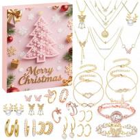Christmas DIY Bracelet Blind Box Girls Zinc Alloy Rose Gold Beaded Jewelry Advent Calendar 31 Days Gift RC451E Jewelry Blind Box Advent Theme beige