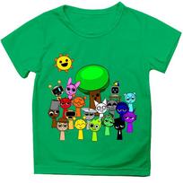 Juokingi Sprunki marškinėliai Berniukams Mergaitėms Vasariniai trumpomis rankovėmis T-shirt'ai Vaikams Animacinis Incredibox Žaidimo T-shirt Sprunki Vaikų Drabužiai Viršutiniai drabužiai 140 green