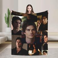 Damonas Salvatore The Vampire Diaries Antklodė Šilta Minkšta Patogi Pliušinė Mėtoma Suaugusiųjų Miegamojo Flanelinė Paklodė Lovos Užvalkalas 75x90cm black
