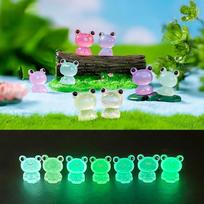 50Pcs Luminous Mini Resin Frogs Statue Miniature Small Frog Statue Moss Landscape Model Small Frog Garden Family Party Decor 50pcs green