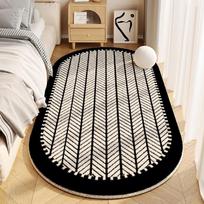 Cream Style Imitation Cashmere Oval Carpet Bedroom Premium Feel Bedside Rugs Master Bedroom Non-Slip Rug Long Full Carpet 50X120CM(1.6X3.9FT