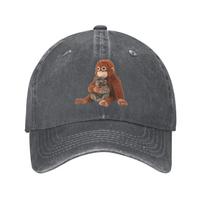 Vintage Punch Monkey Baseball Cap Unisex Distressed Cotton Snapback Hat  Outdoor Summer  Gift Caps Hat One Size gray