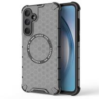 Suitable for Samsung A55, creative transparent heat-dissipating protective case, S26 Ultra honeycomb magnetic phone case Samsung S26 Ultra skaidri juoda spalva