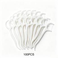 Portable Oral Cleaning Tools 100PCS, Two Styles Interdental Brushes & Floss Sticks, Deep Clean Tooth Spaces for Travel & Daily U white