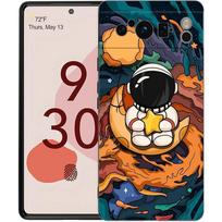 Mielas animacinis astronautas skirtas Google Pixel 8 7 6 Pro 6A 5G Black Phone Case Minkštas smūgiams atsparus galinis dangtelis silikoninis TPU apvalkalas Coque Pixel 6 Pro
