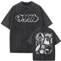 Washed Vintage Rapper Mf Doom MM FOOD Graphic Print Tshirt Men Women Hip Hop Fashion Tshirts Male Casual Oversized Streetwear M black