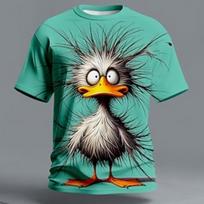Men's 3D Funny Animal Print T-Shirt Rooster Seal Dinosaur Rhino Duck Fisherman Humor Graphic Casual Crew Neck Short Sleeve Tee 3XL blue