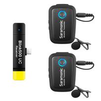 2.4GHz Wireless Lavalier Microphone, Saramonic Blink500 B6 Free Plug & Recording Microphone with 2 Transmitters and USB Type-C Receiver for Samsung