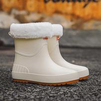Women's Adult New Korean Medium Tube Waterproof and Non-slip Rain Boots 39