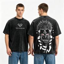 Vintage Jujutsu Kaisen Ryomen Sukuna Anime Casual Style Women's Tshirt Unisex Tee Top Men's Cotton Short Sleeve Washed T shirt XL black