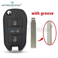 MYREMOTEKEY Flip Remote Key Shell For Peugeot Expert Partner 508 308 3008 Citroen C3 C4 C4L Elysee Dispatch Berlingo HU83/VA2 3B-Trunk HU83 black