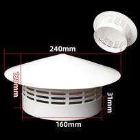 75/110/160/200mm PVC Stogo Vėdinimo Grotelė Apvalus Vamzdis Vėdinimo Išmetimo Dangtelis Atsparus Oro Sąlygoms Vėdinimo Dangtelis