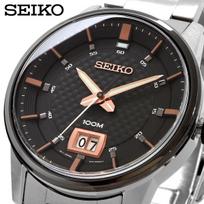 SEIKO Quartz Overseas Big SUR285P1 Men's Watch, Date, Business/Casual Style black