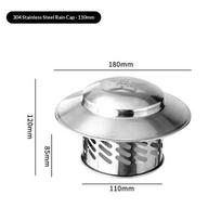 Stainless Steel Vent Exhaust Cap Multisize Chimney Duct Cover 80/110/160/200mm for Bathroom Kitchen Ventilation 110MM gray