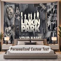 Custom Name Text Tapestry Linkin Park Personalized Polyester Wall Tapestry For Bedroom And Room 130cmx150cm