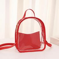Transparent Jelly Shoulder Bag PVC Crossbody Bag Storage Bag Transparent Backpack  Unisex raudona