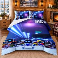 Astro Bot Pattern Bedding 3Pcs Set Bed Sheet And Pillowcases For Indoor Bedroom 180cmx210cm