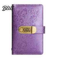 Cash Envelope Budget Binder A6 Password Lock Organizer, PU Leather And Relief Cover, Receipt Bill Keeper 100 Pocket Savings Challenge Booklet violetinė
