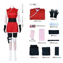 Anime Haruno Sakura Cosplay Kostiumas Viršus Sijonas Šortai Maišelis Cos Konvencija Helovinas Kalėdų Šventė Moterims Mergaitei Pilnas Rinkinys XXL raudona