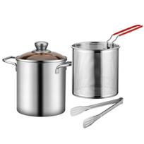 304 Stainless Steel Deep Fryer Pot Fry Pot with Basket and Lid Food Grade Deep Fryer Multifunctional Deep Frying Pot