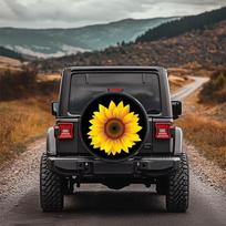 Vibrant Sunflower Tire Cover Waterproof Outdoor Spare Wheel Protector for SUV 14inch black
